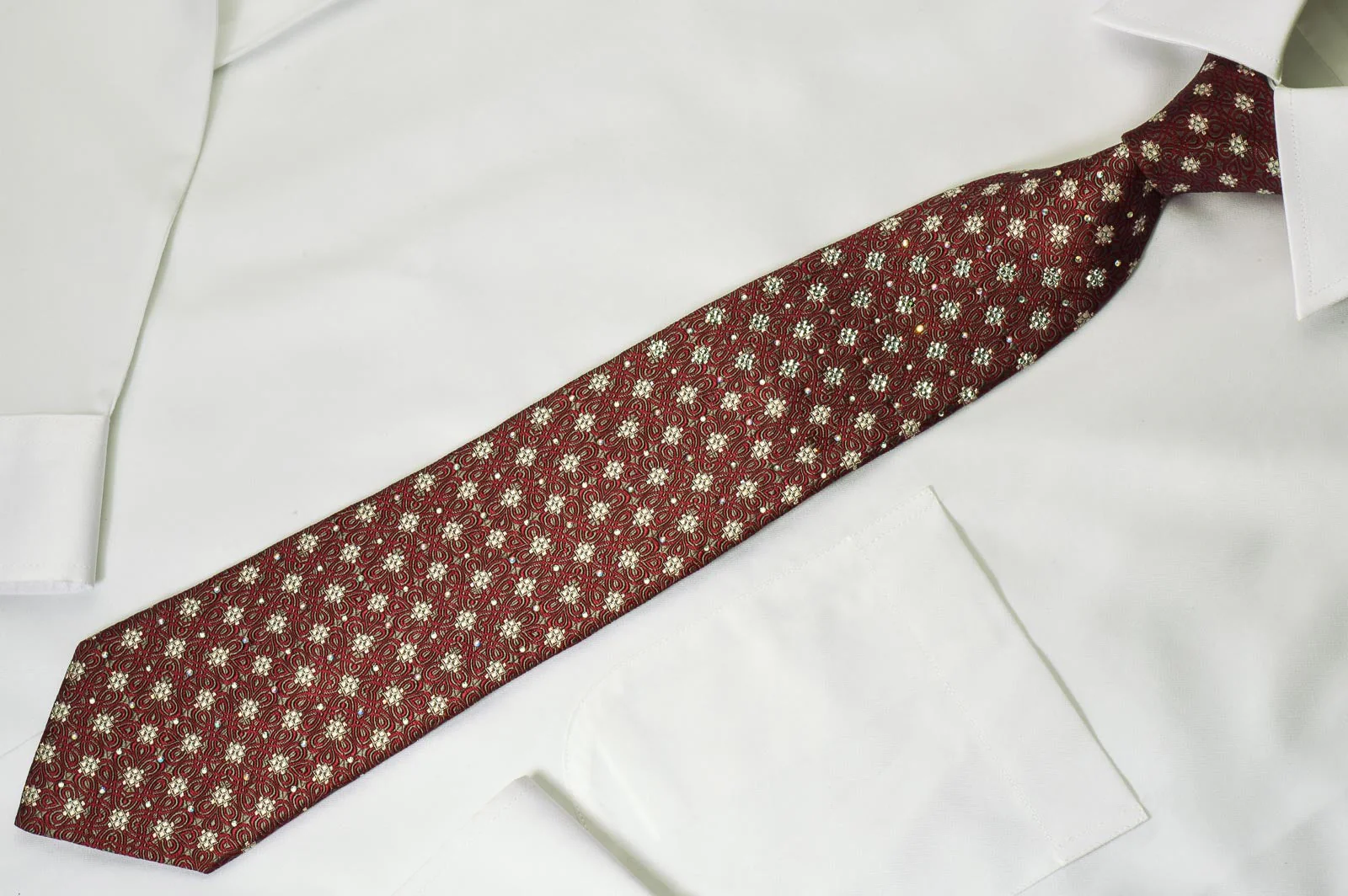 Silver Purple Knots Rhinestone Tie With Silver Sparkles - Image 4