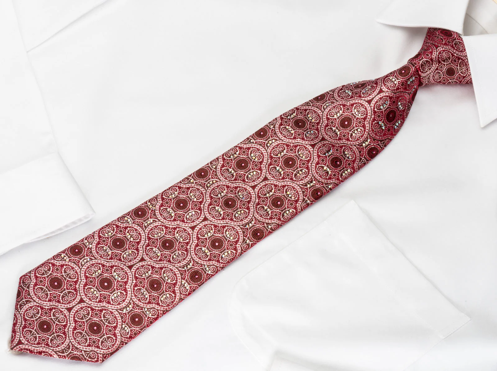 Silk Tie Marrakesh On Burgundy Sparkling With Rhinestones - Image 3