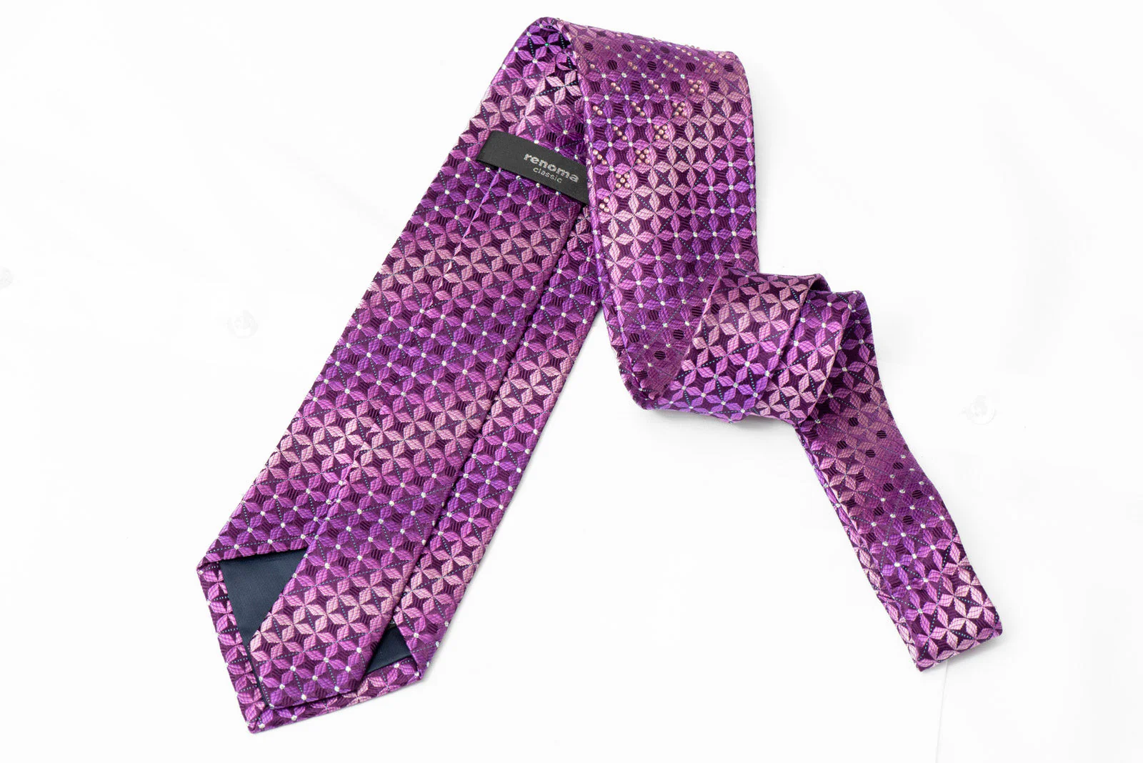 Purple Geometric Rhinestone Silk Necktie With Sparkles - Image 3