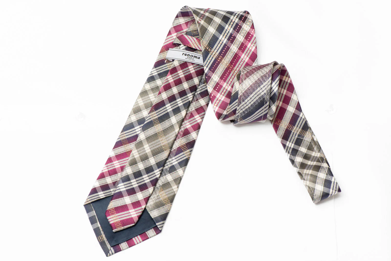 Purple Silver Plaid Rhinestone Silk Tie With Silver Sparkles - Image 3