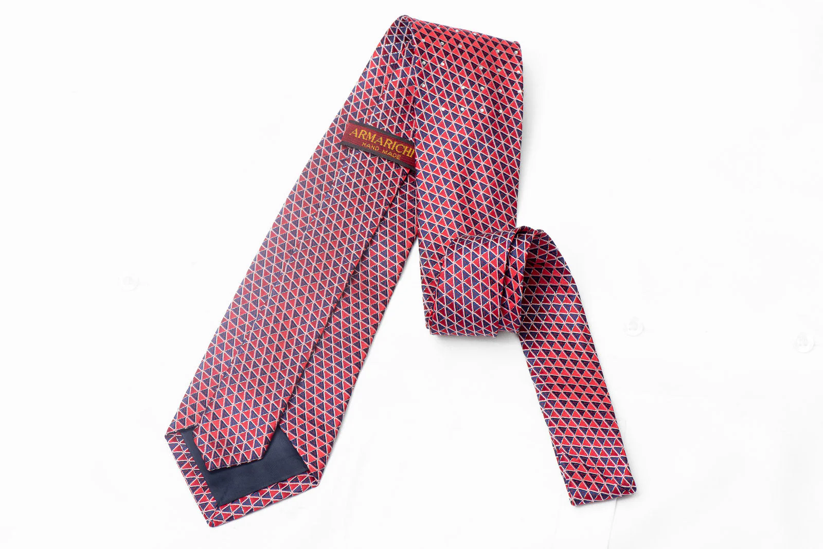 Red Blue & Silver Geometric Trellis Rhinestone Tie With Silver Sparkles - Image 3