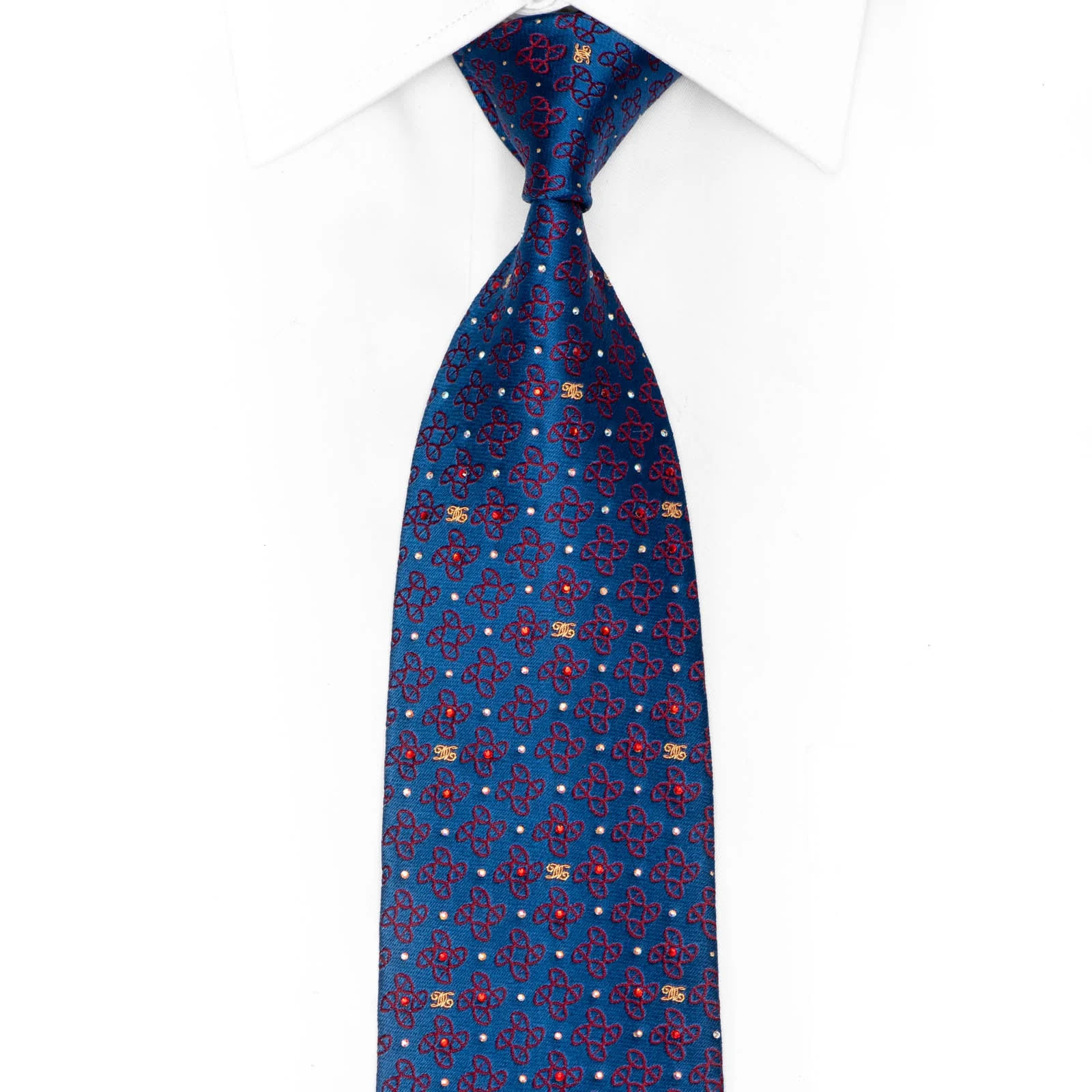 Red Geometric On Blue With Gold Sparkles