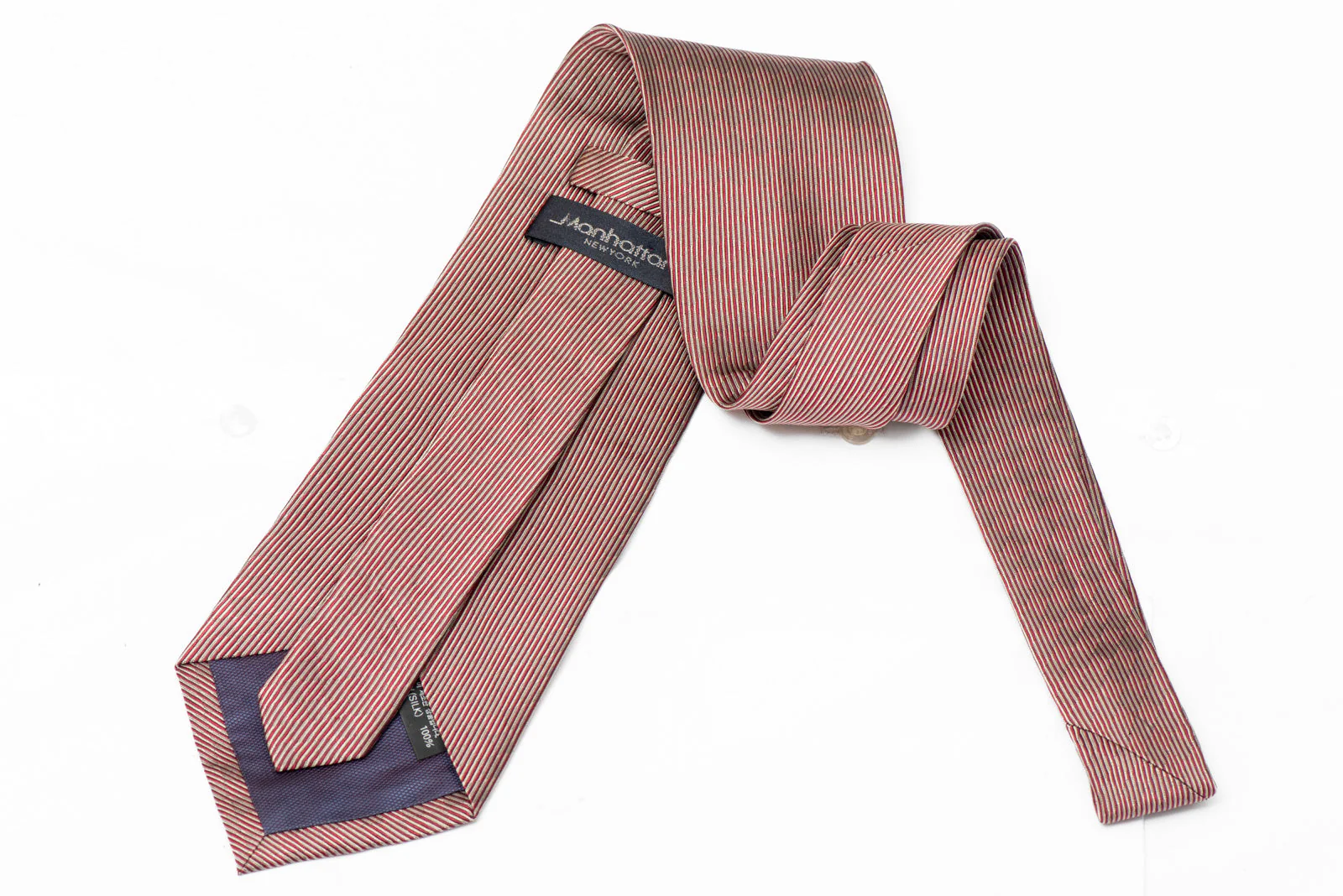 Refined Diagonal Pinstripe Silk Necktie – Burgundy - Image 3