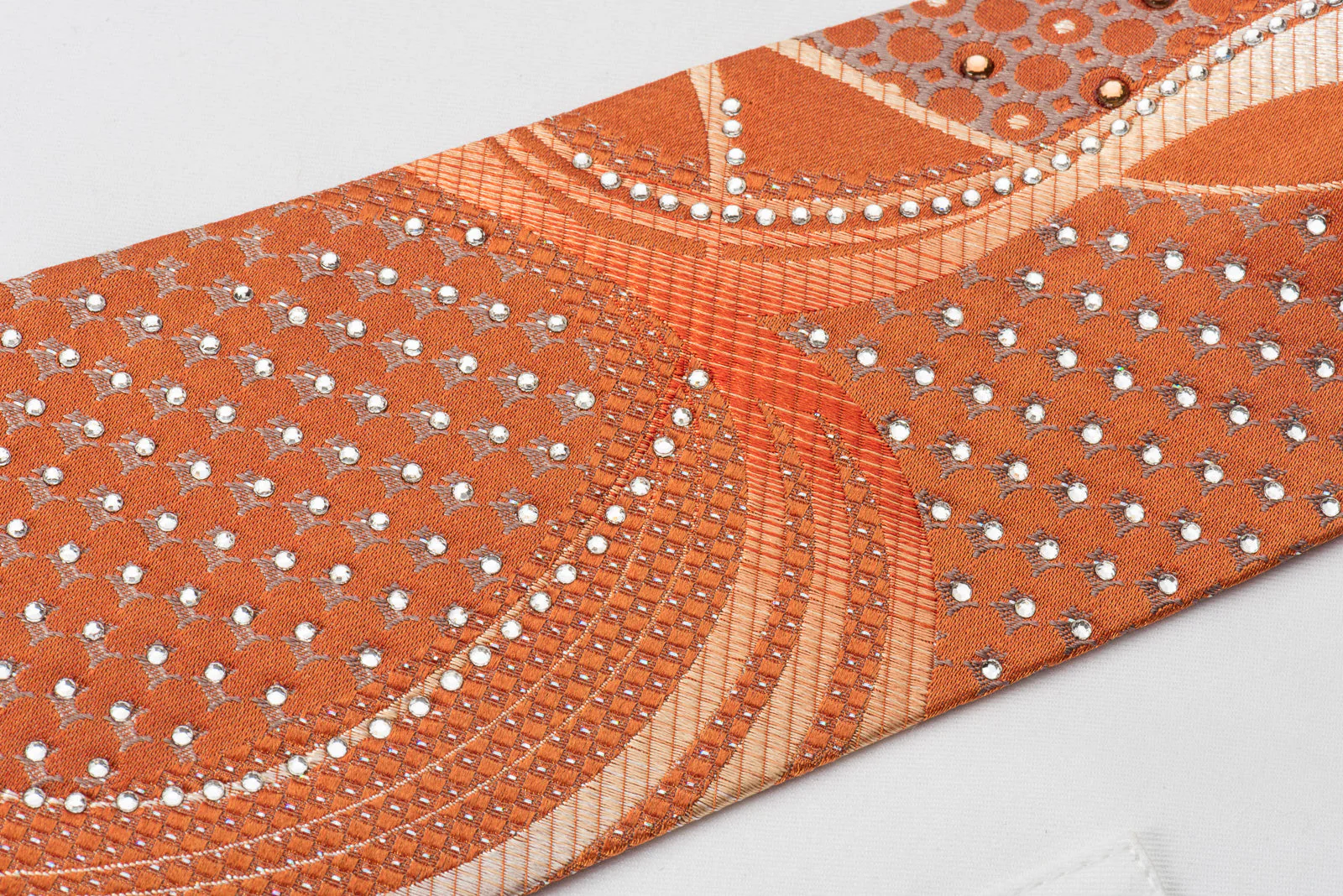 Remizio Silk Rhinestone Necktie Scotty Dogs On Orange With Silver Sparkles - Image 5