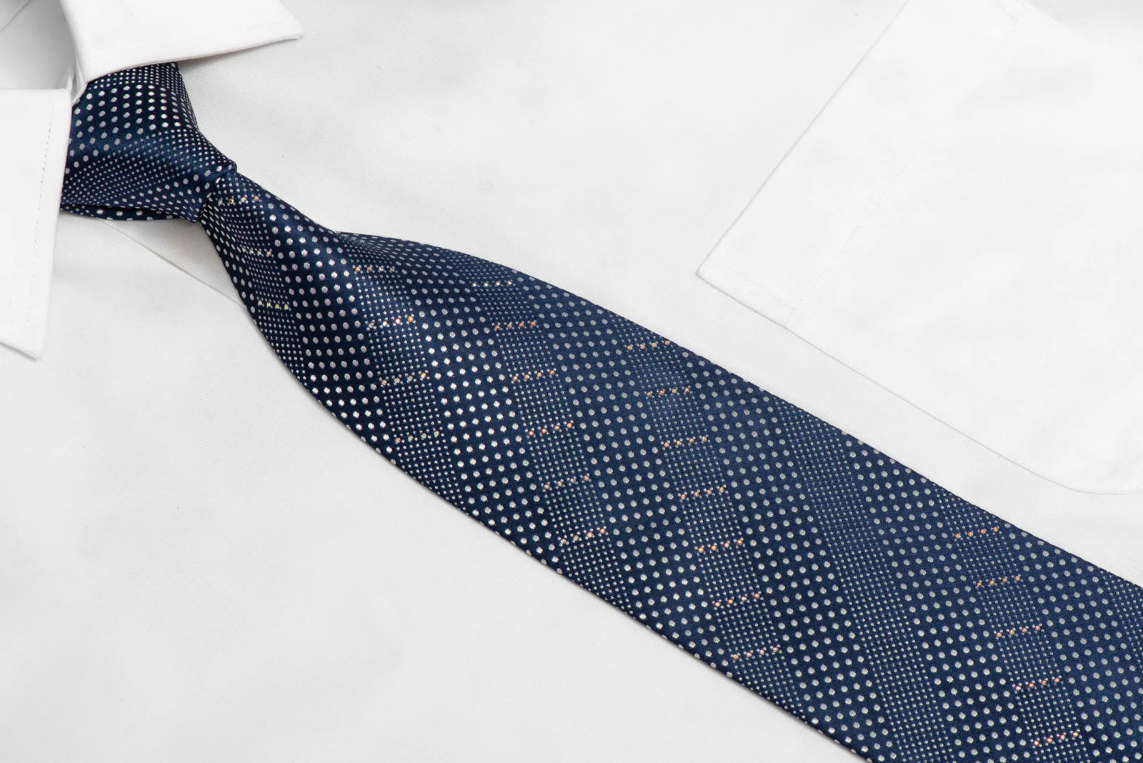 Silver Dots On Dark Blue Rhinestone Necktie - Image 2