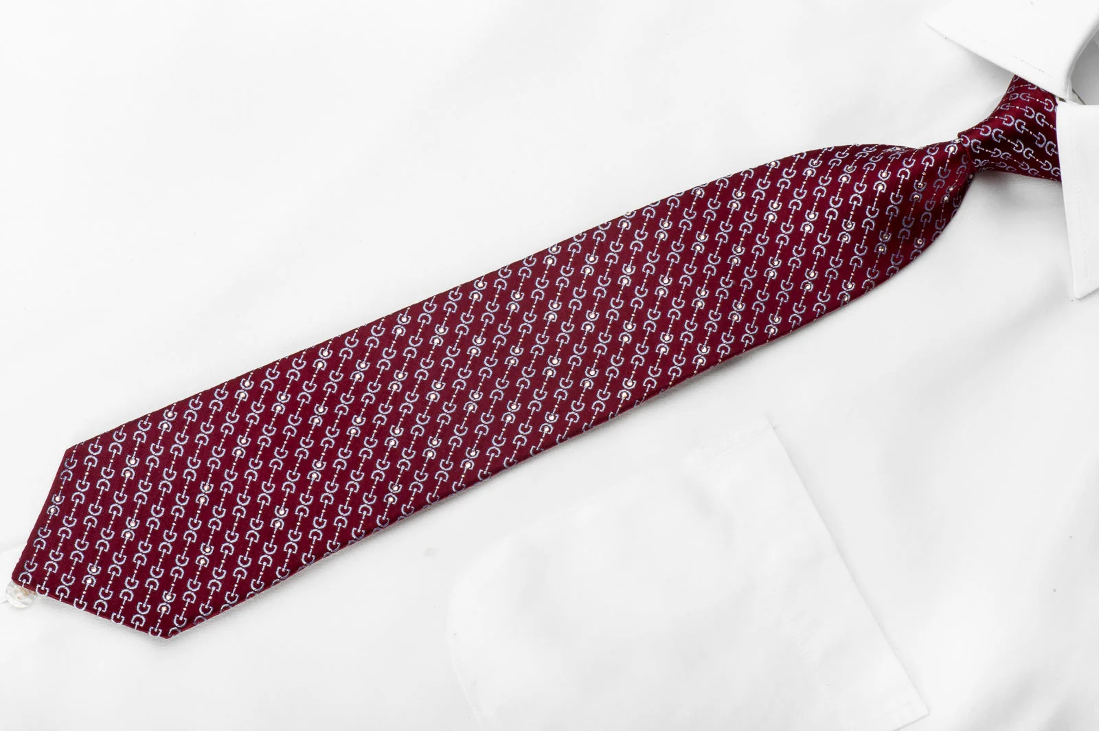 Renoma Men's Crystal Tie Stirrups On Burgundy With Silver Sparkles - Image 2