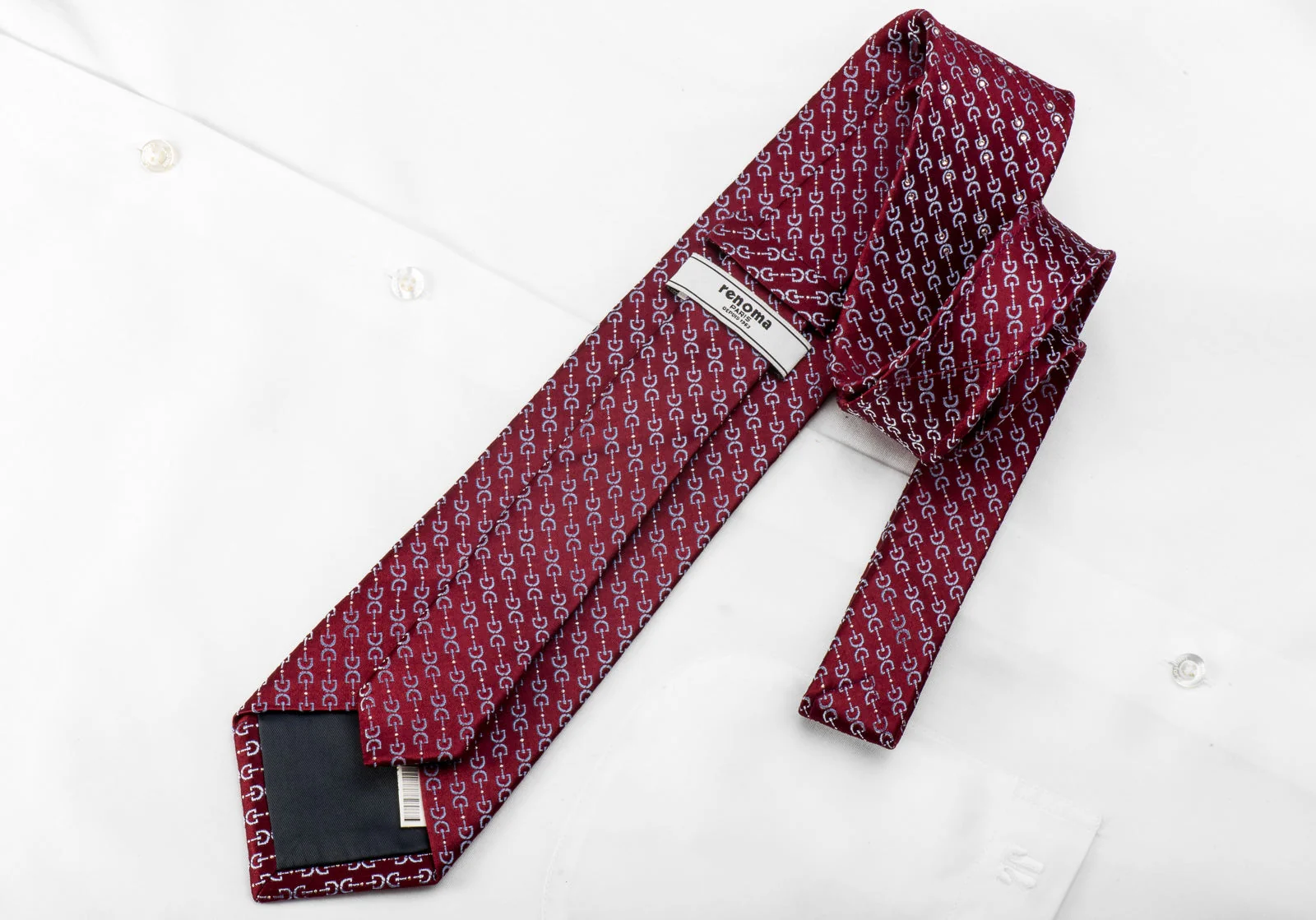 Renoma Men's Crystal Tie Stirrups On Burgundy With Silver Sparkles - Image 4