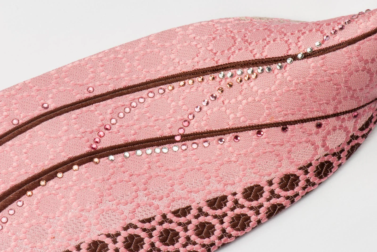 Renoma Men's Silk Rhinestone Necktie Waves On Pink With Silver Sparkles - Image 4