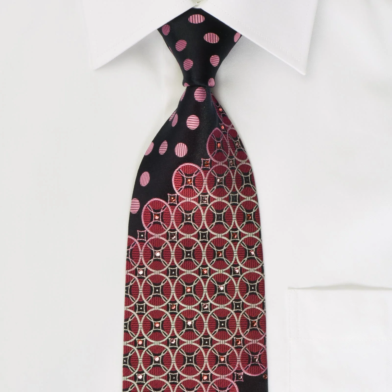 Renoma Rhinestone Necktie Geometric On Black With Silver Sparkles - Image 4