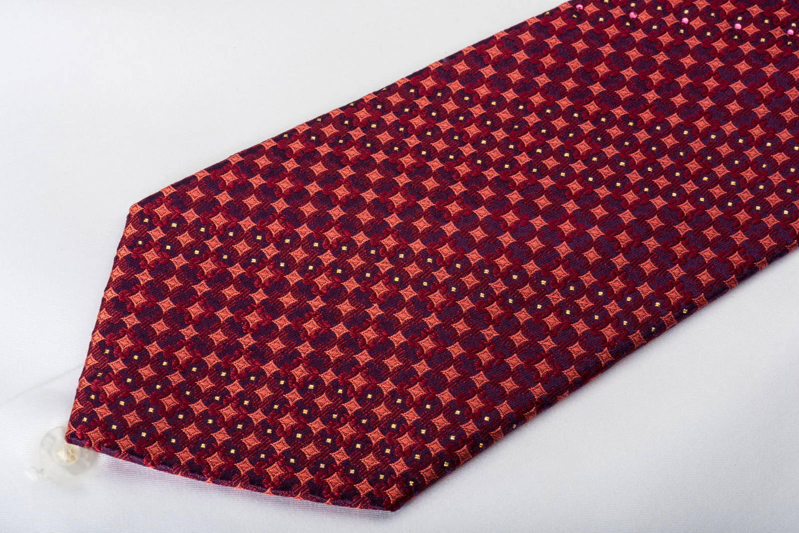 Renoma Rhinestone Necktie Geometric On Burgundy With Silver Sparkles - Image 6