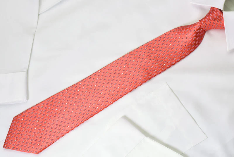 Renoma Rhinestone Silk Necktie Cats On Pink With Silver Sparkles - Image 2