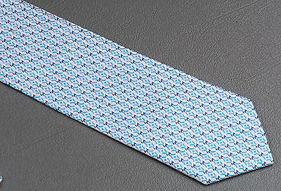 Renoma Silk Neck Tie Blue Scotty Dogs & Geometric Circles On White 3 1/2 Inch - Image 6