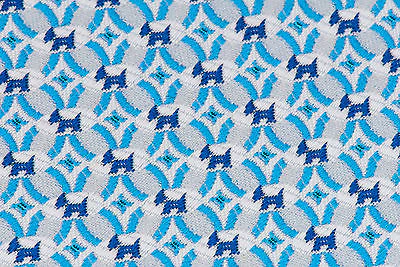 Renoma Silk Neck Tie Blue Scotty Dogs & Geometric Circles On White 3 1/2 Inch - Image 7