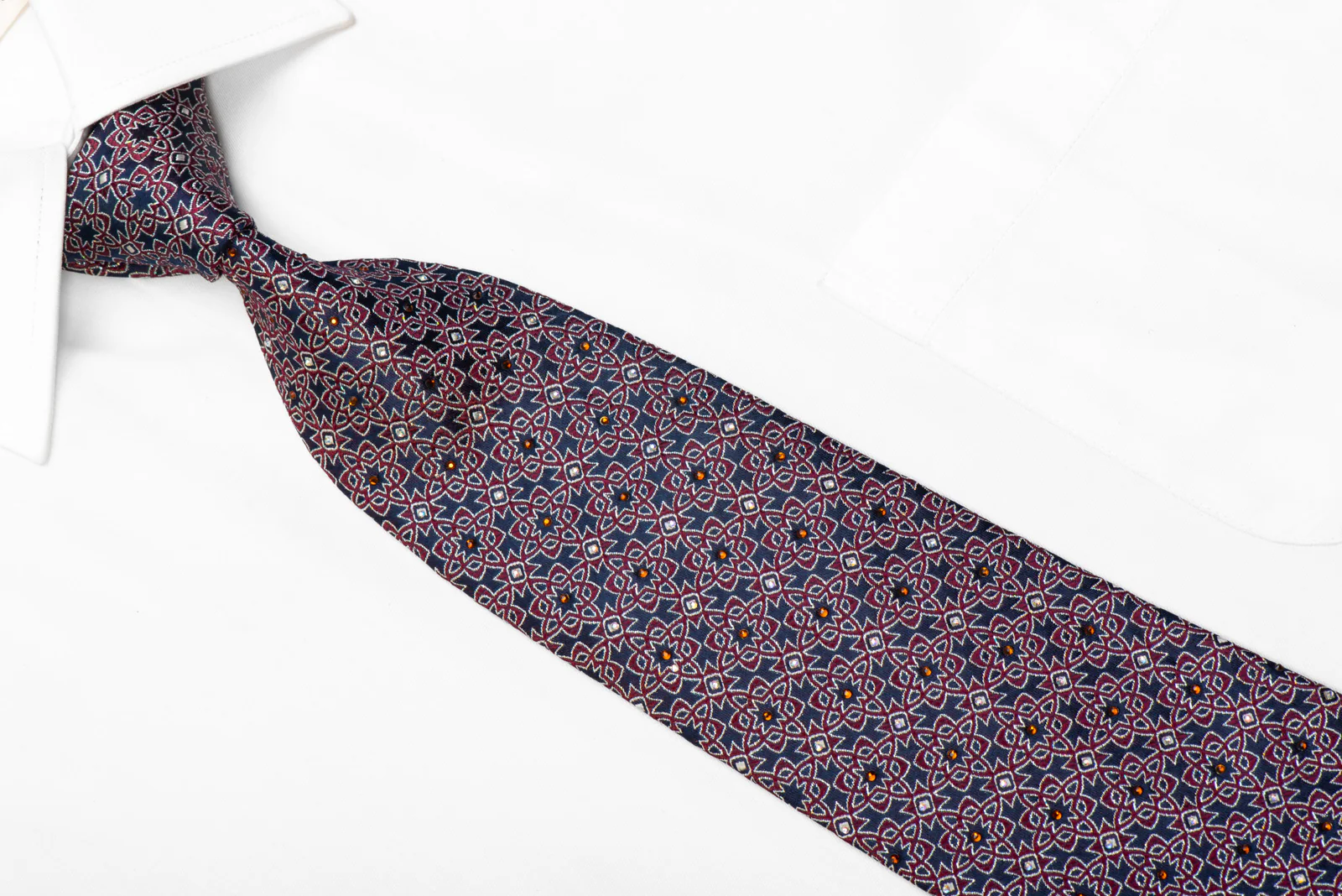 Silk Tie Burgundy Marrakesh On Navy With Sparkles - Image 2