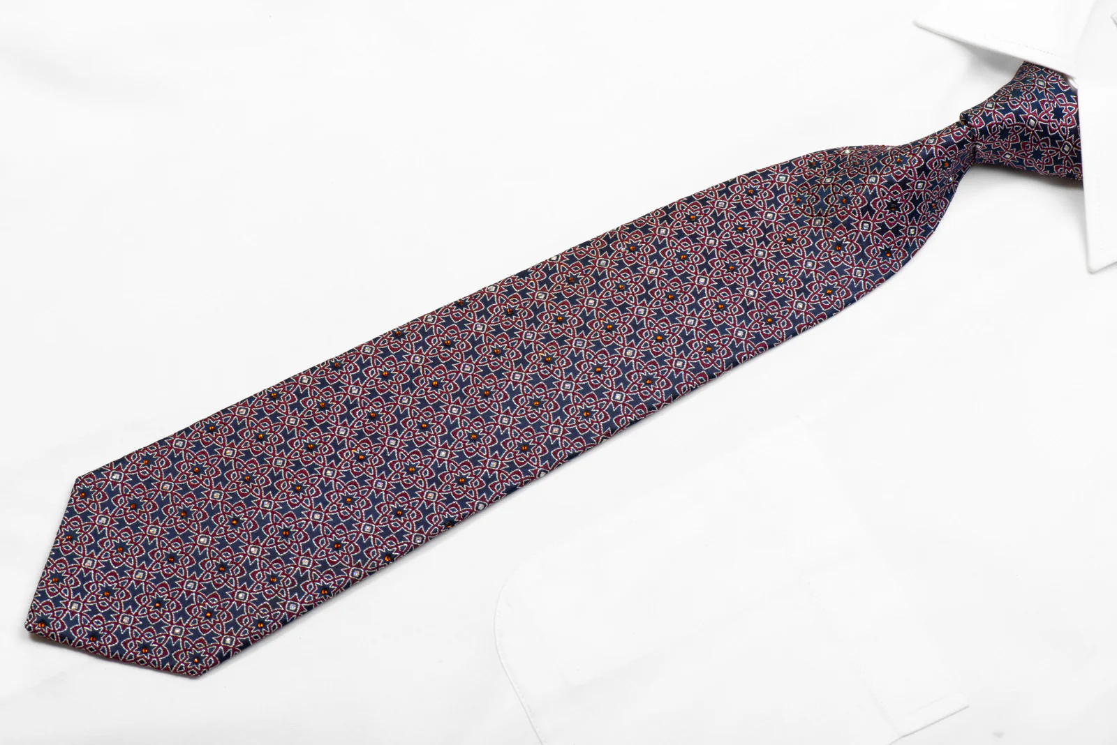Silk Tie Burgundy Marrakesh On Navy With Sparkles - Image 3