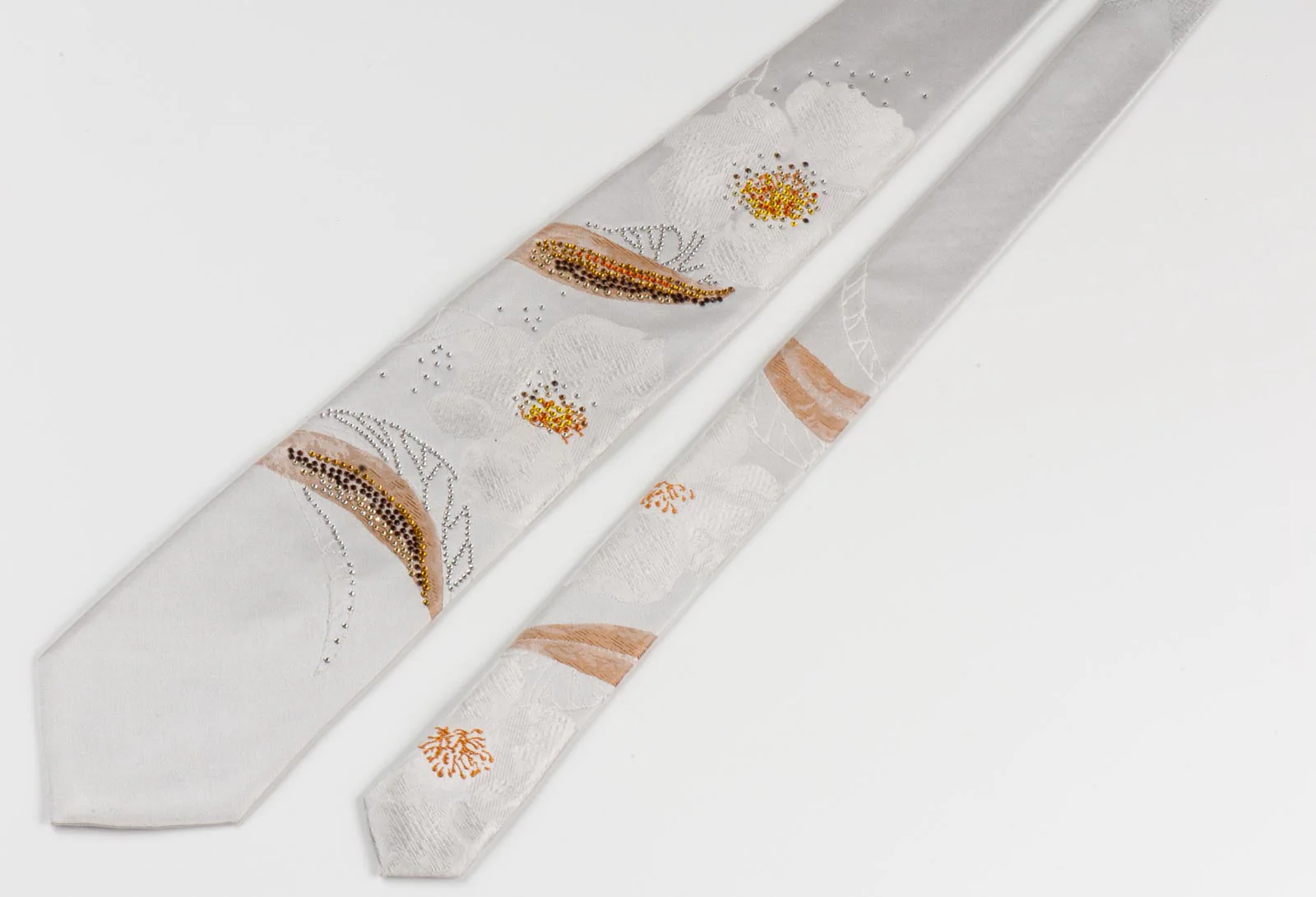 Rhinestone Tie By Y J Park Floral Design On White - Image 8