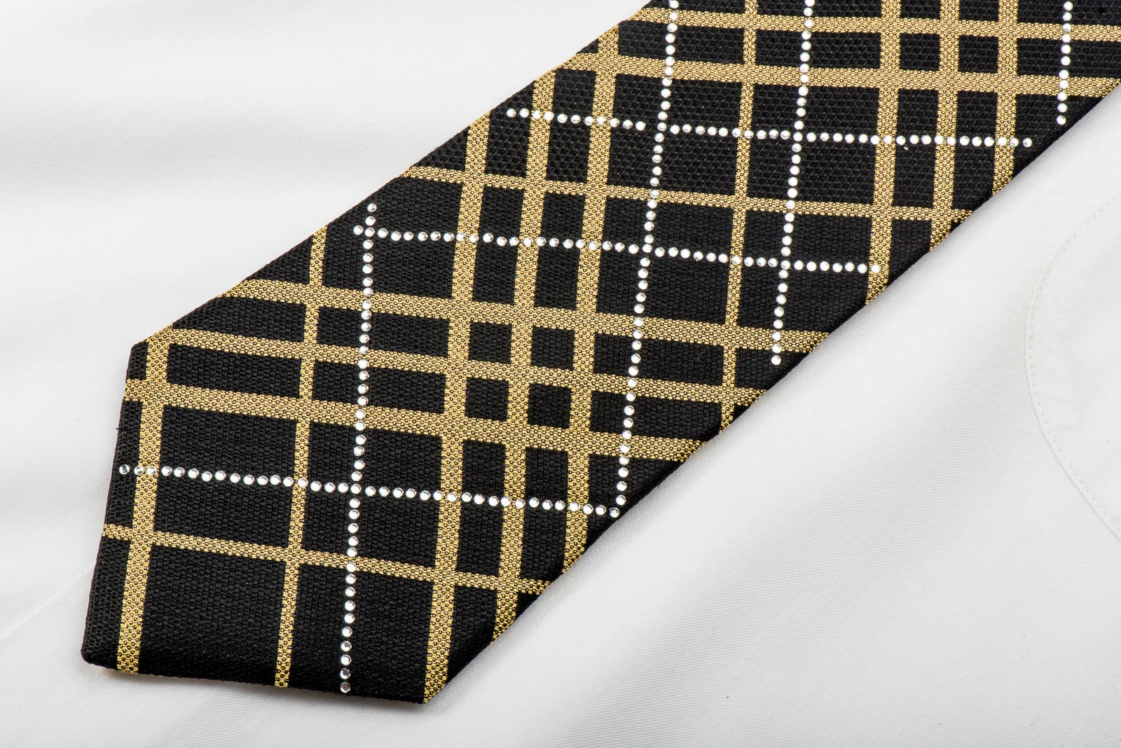 Roberta di Camerino Rhinestone Tie Gold Striped On Black With Sparkles - Image 2