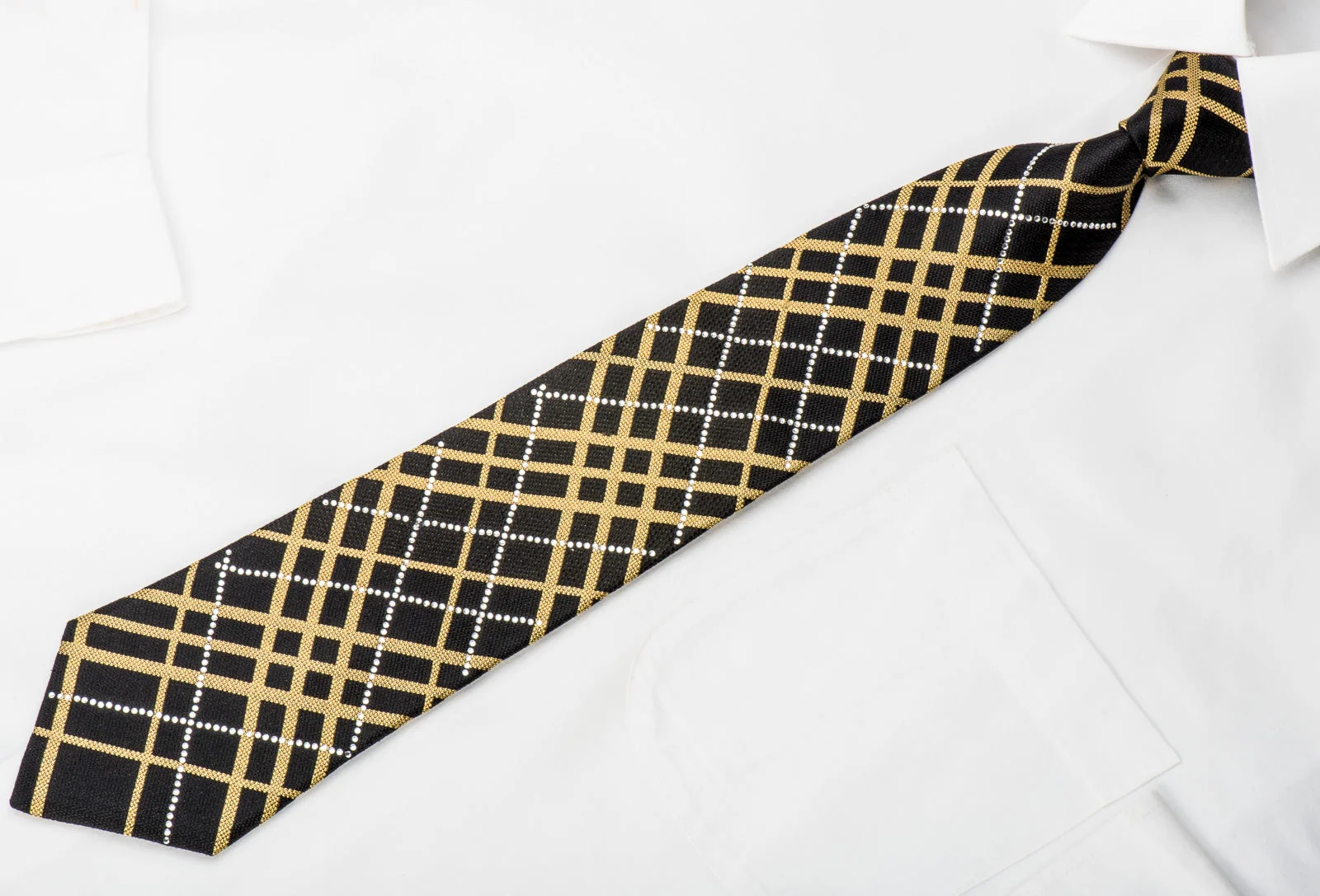 Roberta di Camerino Rhinestone Tie Gold Striped On Black With Sparkles - Image 3