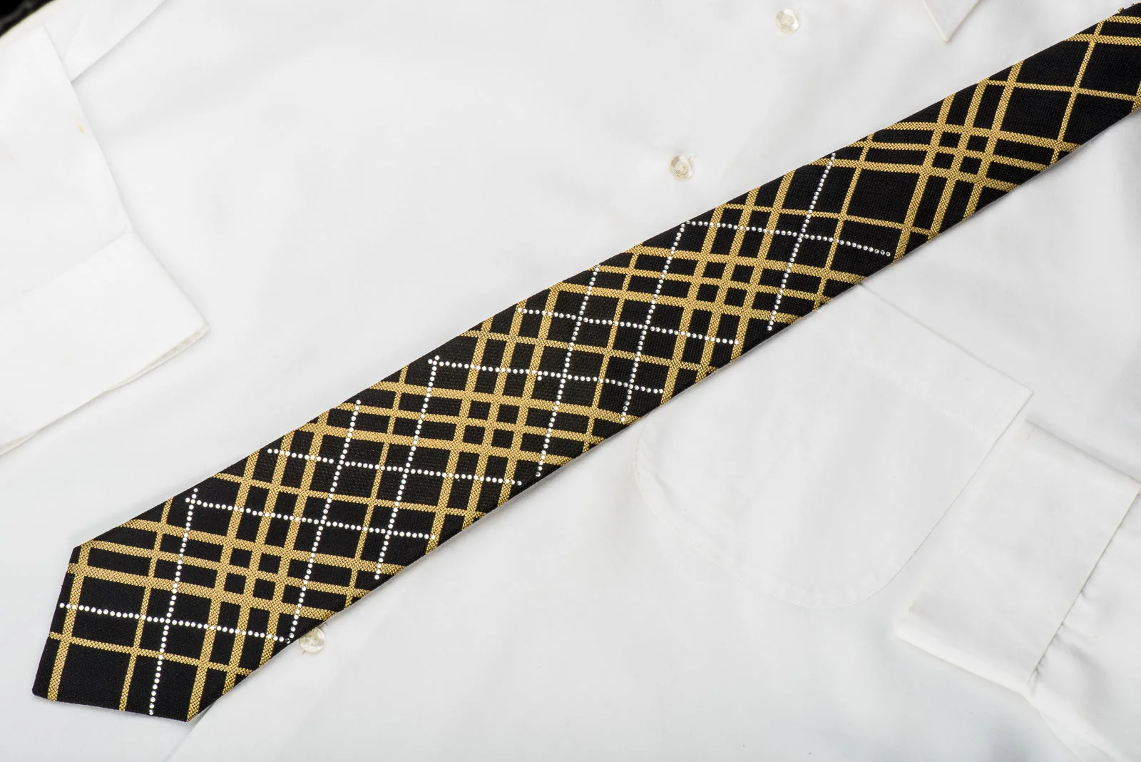 Roberta di Camerino Rhinestone Tie Gold Striped On Black With Sparkles - Image 4
