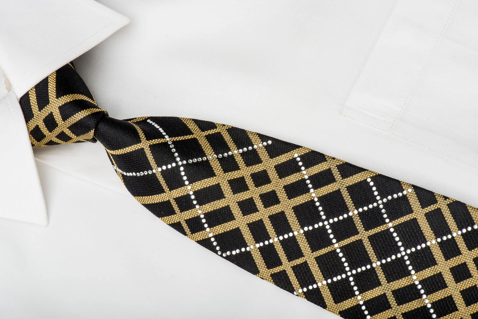 Roberta di Camerino Rhinestone Tie Gold Striped On Black With Sparkles - Image 6