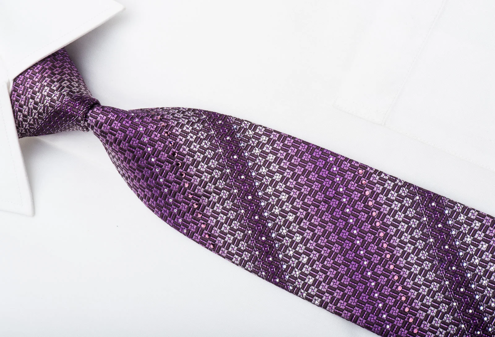 Rogatis Rhinestone Necktie Geometric On Purple With Sparkles - Image 4