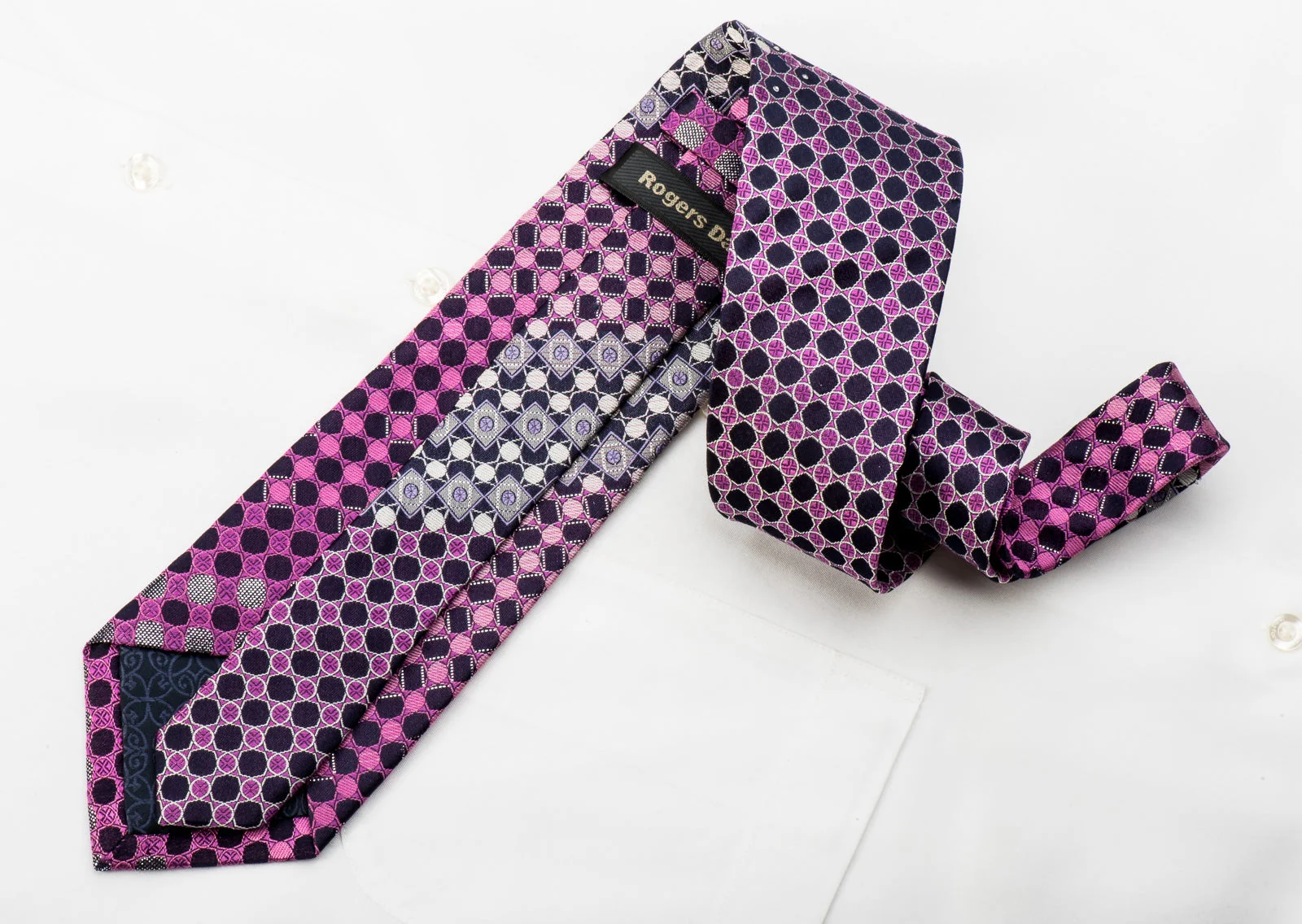 Rogers Dail Rhinestone Necktie Geometric On Purple With Silver Sparkles - Image 5