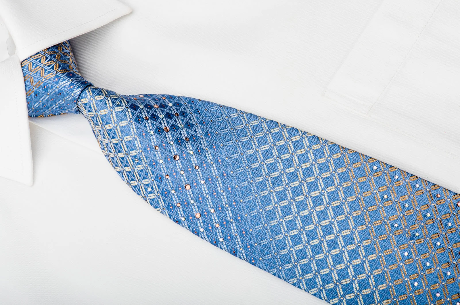 Royal Rhinestone Tie Trellis On Blue With Silver Sparkles - Image 3