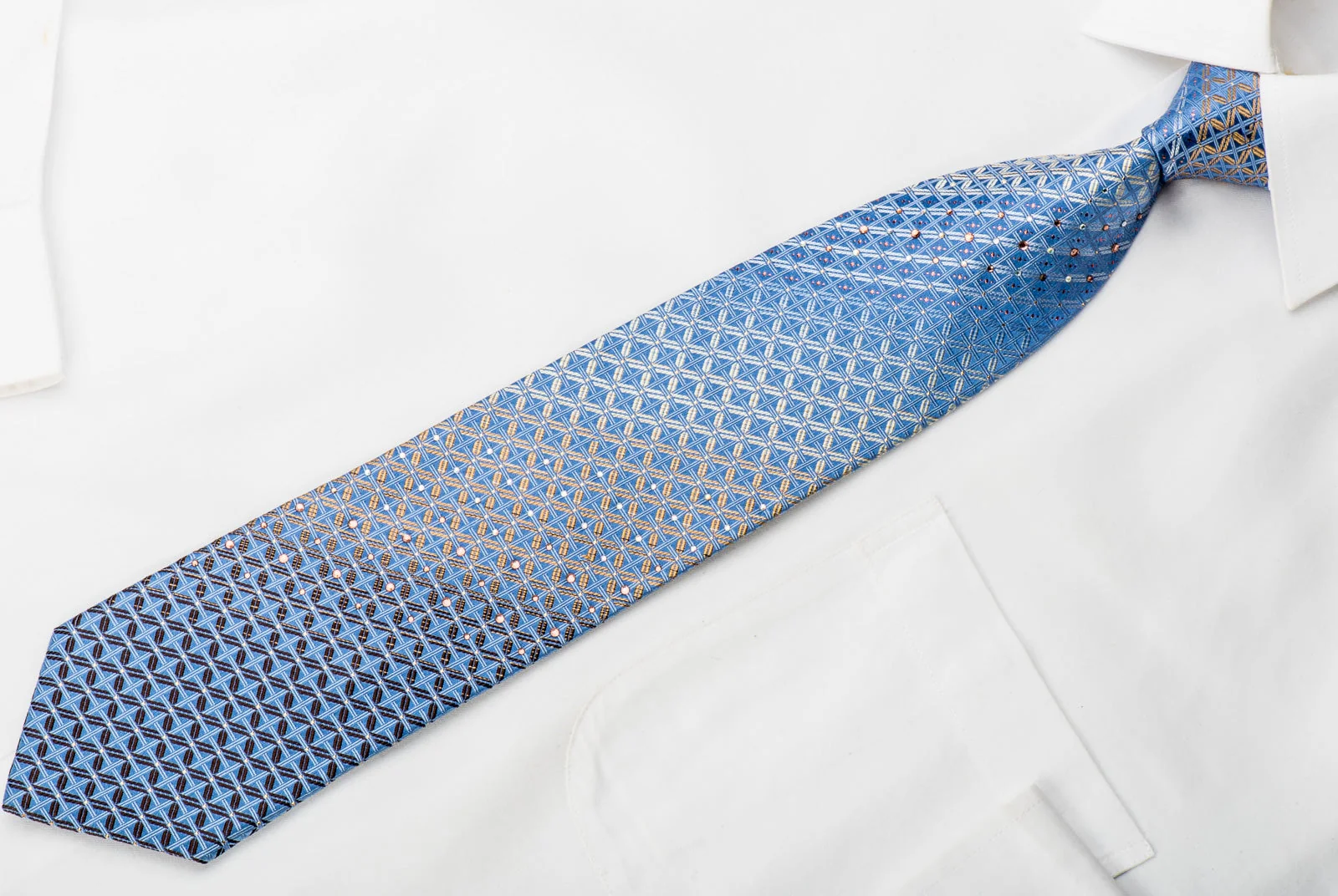 Royal Rhinestone Tie Trellis On Blue With Silver Sparkles - Image 4