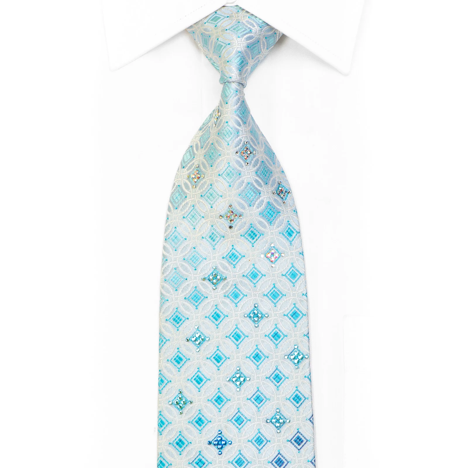 Silver Interlocking Circles On Pale Blue With Blue Sparkles