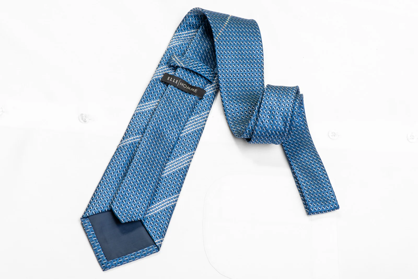 Silver Striped Om Blue Trellis Rhinestone Necktie With Sparkles - Image 4