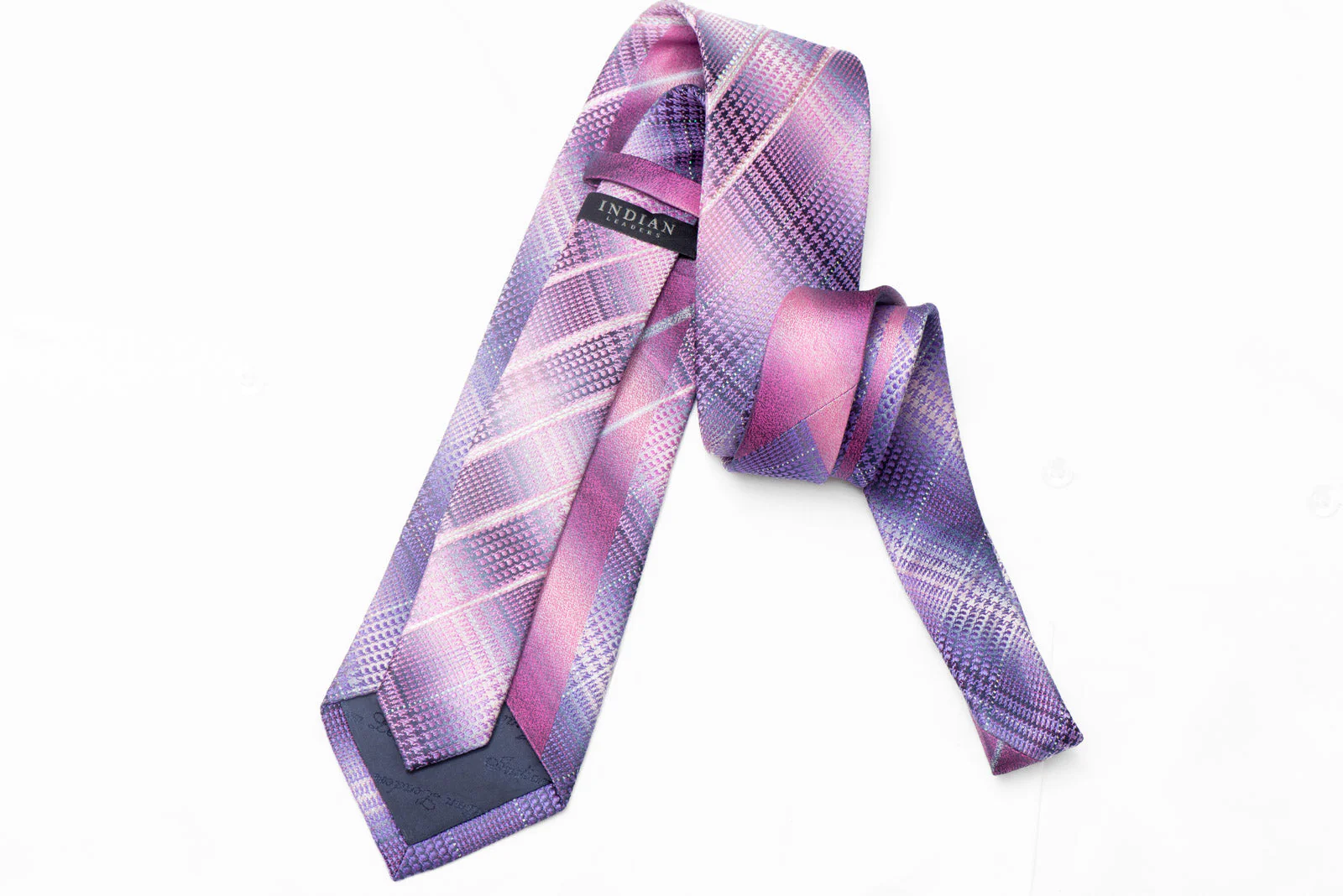 Silver Striped On Mauve Rhinestone Silk Necktie With Silver Sparkles - Image 3