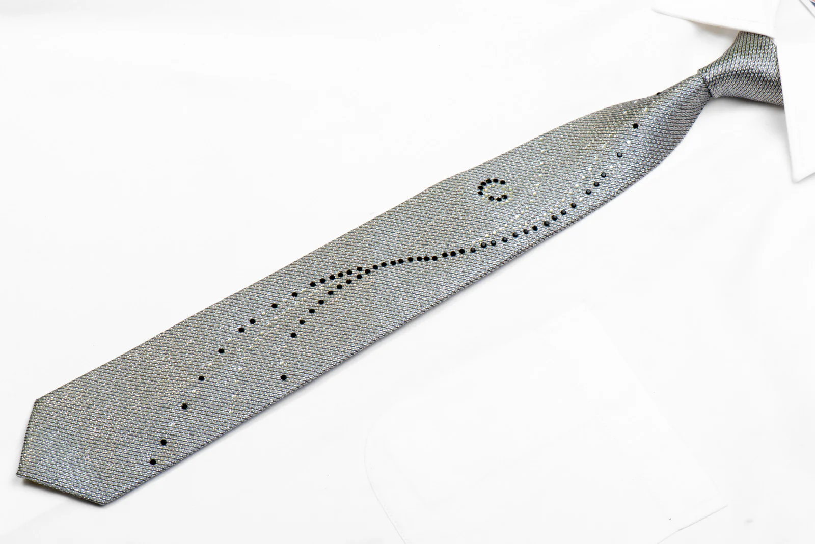 Skinny Black Clear Crystal Rhinestrones On Silver With Sparkles - Image 3