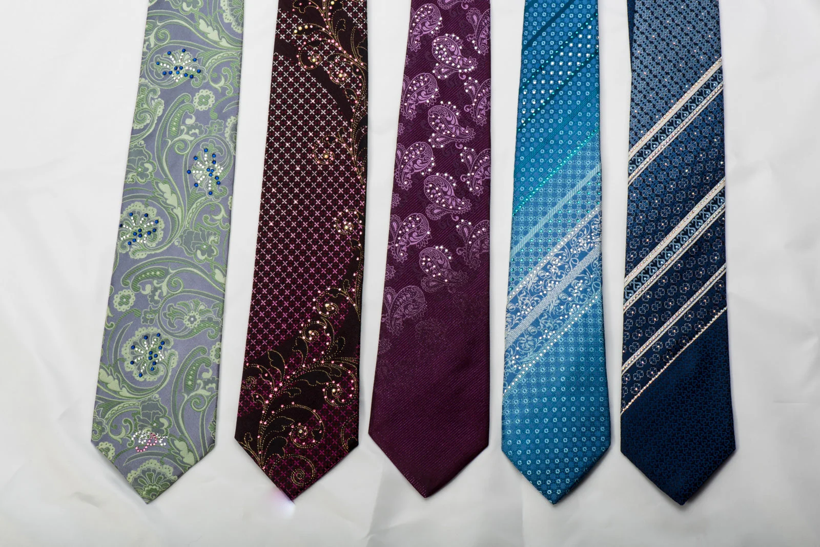 Ten Silk Neckties Lot With Rhinestones - Image 2