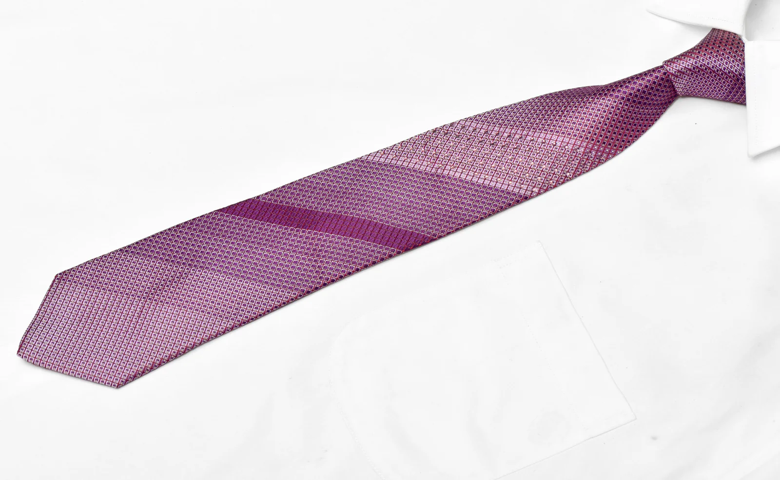 Purple Mauve Geometric On Burgundy Rhinestone Silk Tie With Sparkles - Image 2