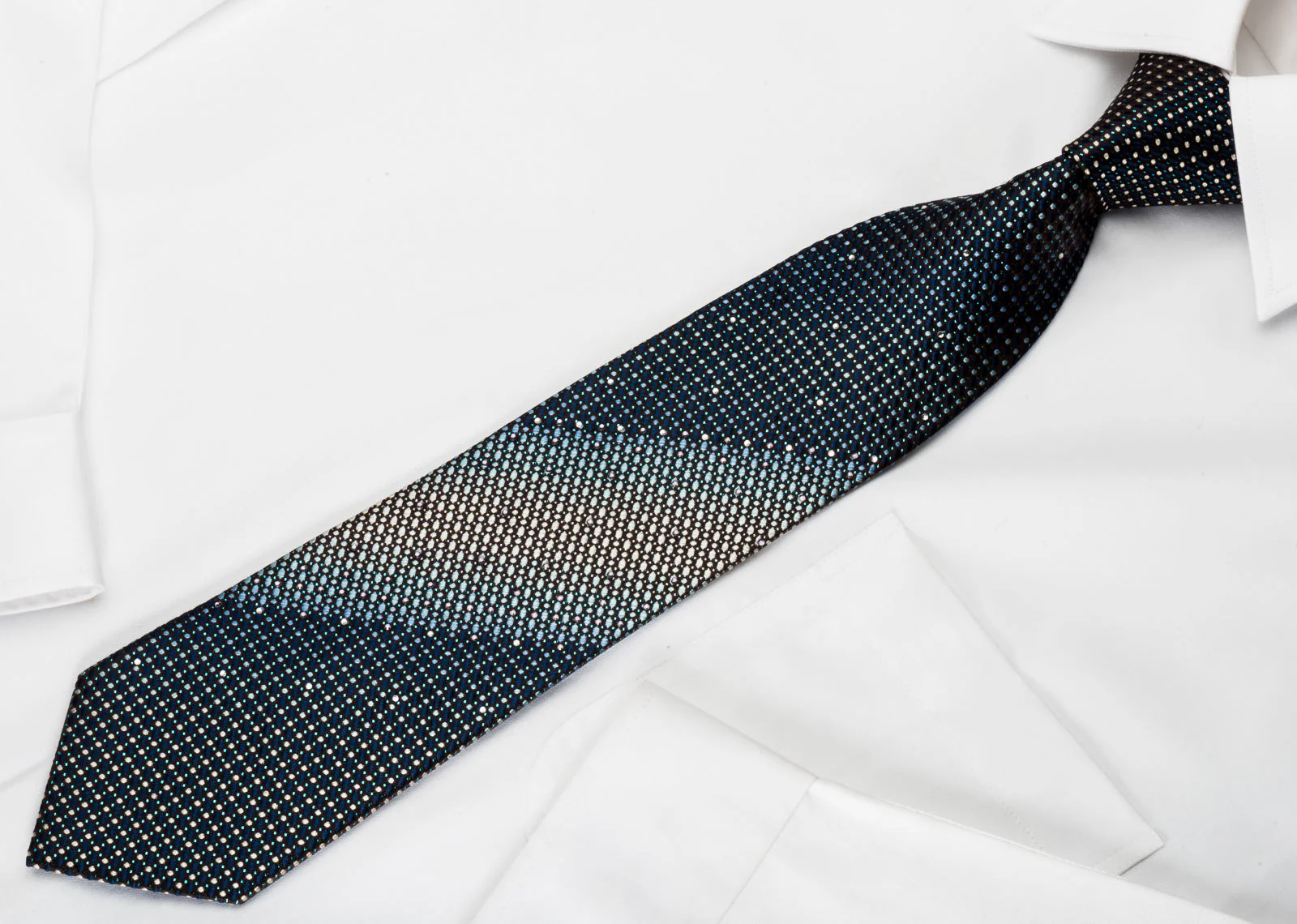 Town Gent Silk Rhinestone Necktie Dots On Blue With Sparkles - Image 6