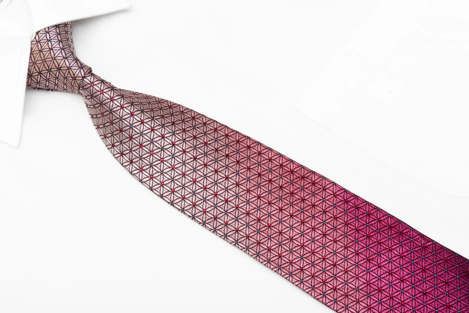 Trellis Design On Maroon Rhinestone Tie With Blue Sparkles - Image 2
