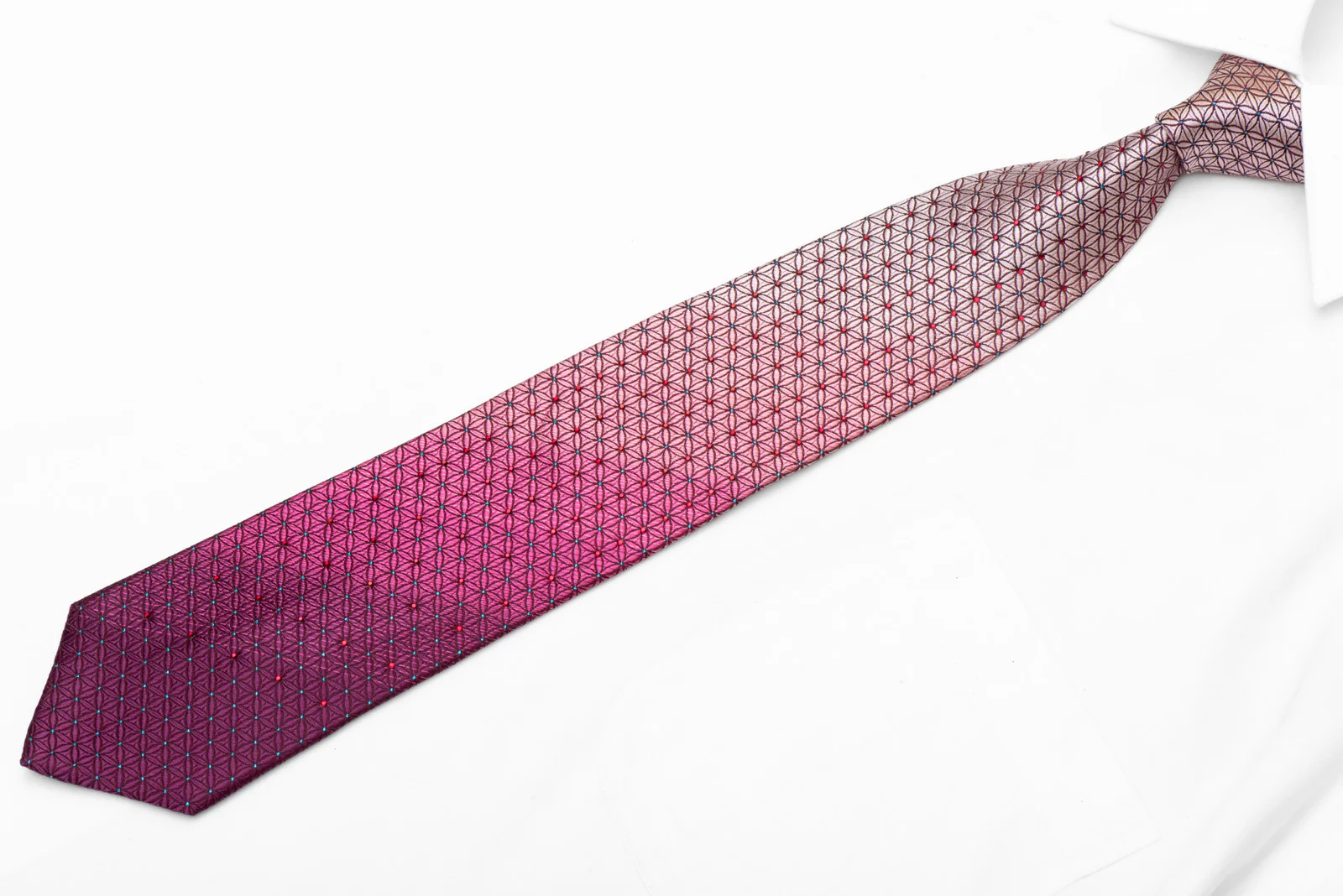 Trellis Design On Maroon Rhinestone Tie With Blue Sparkles - Image 3