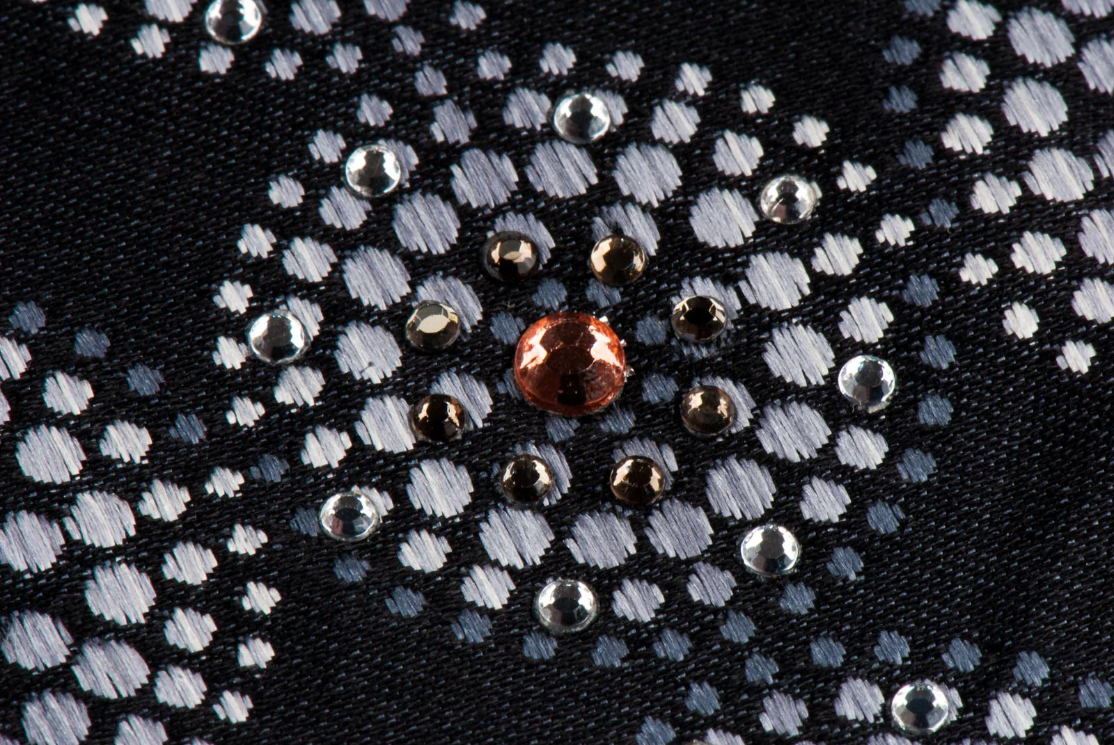 Vito Rufolo Silk Necktie Silver Medalions On Black With Sparkles & Rhinestones - Image 8