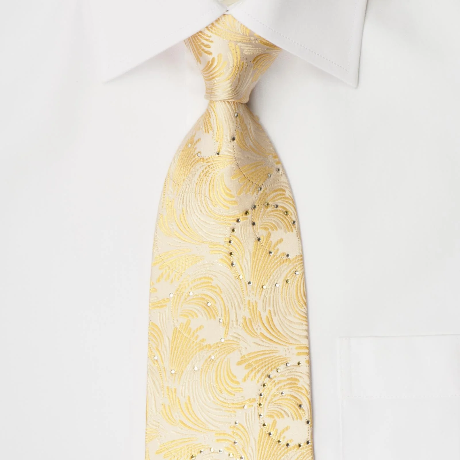 Vito Rufolo Silk Rhinestone Necktie Organic Design On Peach With Silver Sparkles - Image 4