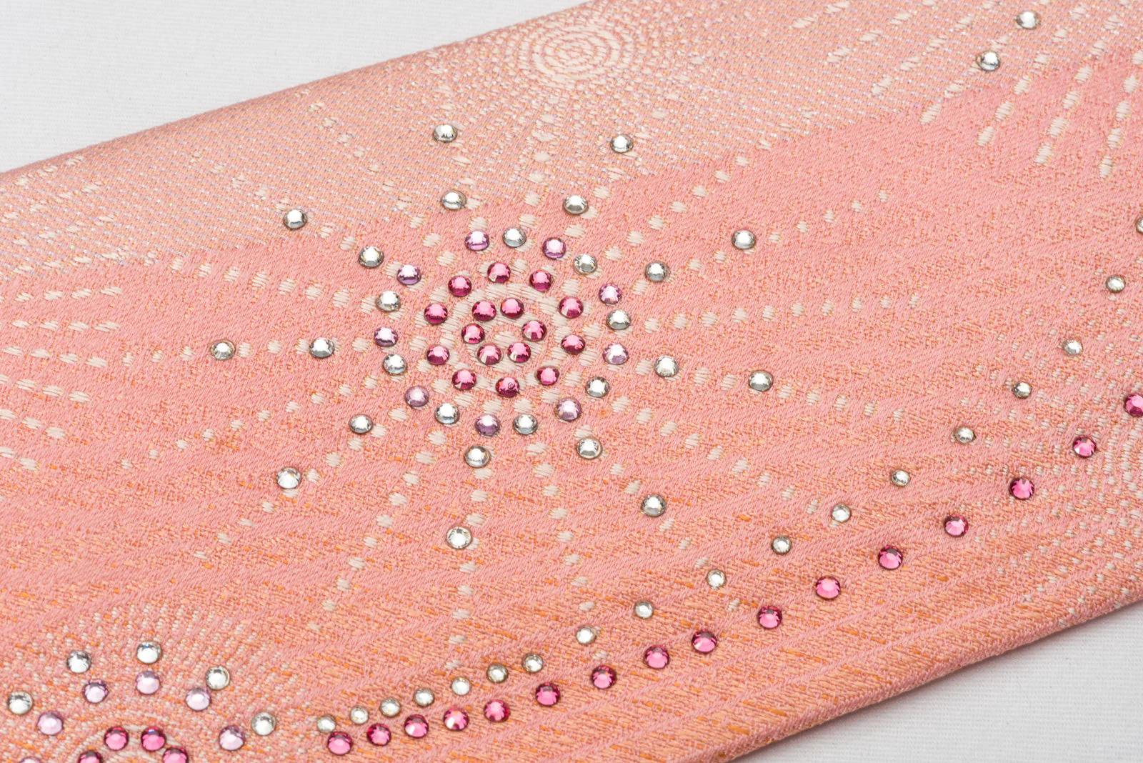 Yezak Rhinestone Necktie Geometric Stars On Peach With Silver Sparkles - Image 2